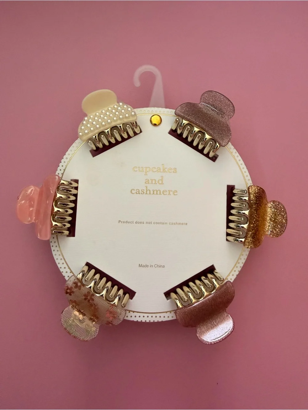 NWT cupcakes & cashmere Pink and Gold Petite Hair Claw Clip Set - Picture 1 of 8